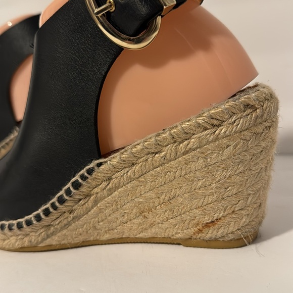 Bettye Muller Black Leather Open Toe 3” Wedges!! - Picture 5 of 8